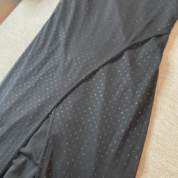 NEXT UP Y2K Vintage Black SHeer Maxi Slip Dress Glitter Medium Polka Dot - Picture 2 of 3